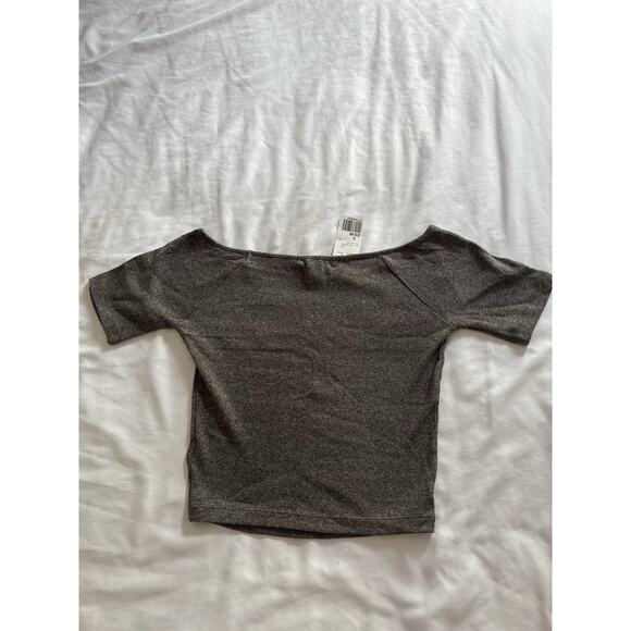 NWT Forever 21 Knit Crop Top Heather Gray Women's Small Off the Shoulder - Picture 7 of 7